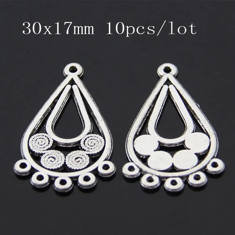 ANTIQUE Tibet silver hollow-out long earring pendant connector charm jewelry sup