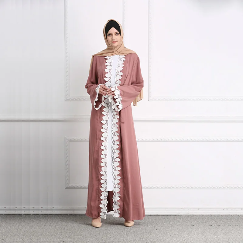 Мусульманское кружево abaya полный платья макси кардиган кимоно длинные халаты