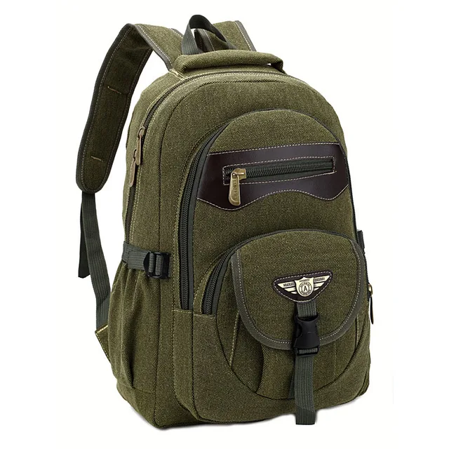 Army green canvas backpack bag rucksack army military backpack leather