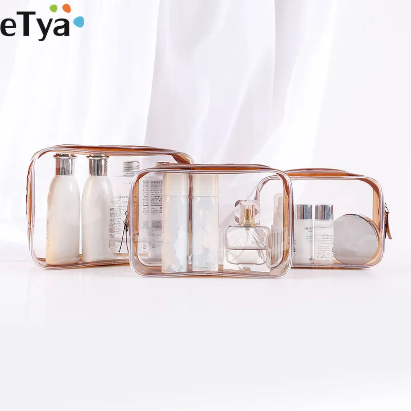 ETya السفر واضح منظم حقيبة الماكياج شفافة PVC التجميل التجميل أكياس الجمال حقيبة مستحضرات تجميل المكياج الحقيبة غسل أكياس