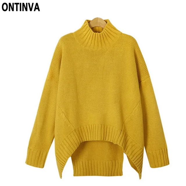 Plus Size Yellow Sweater Girls XL 3XL Woman Pullover Spring Long Sleeve