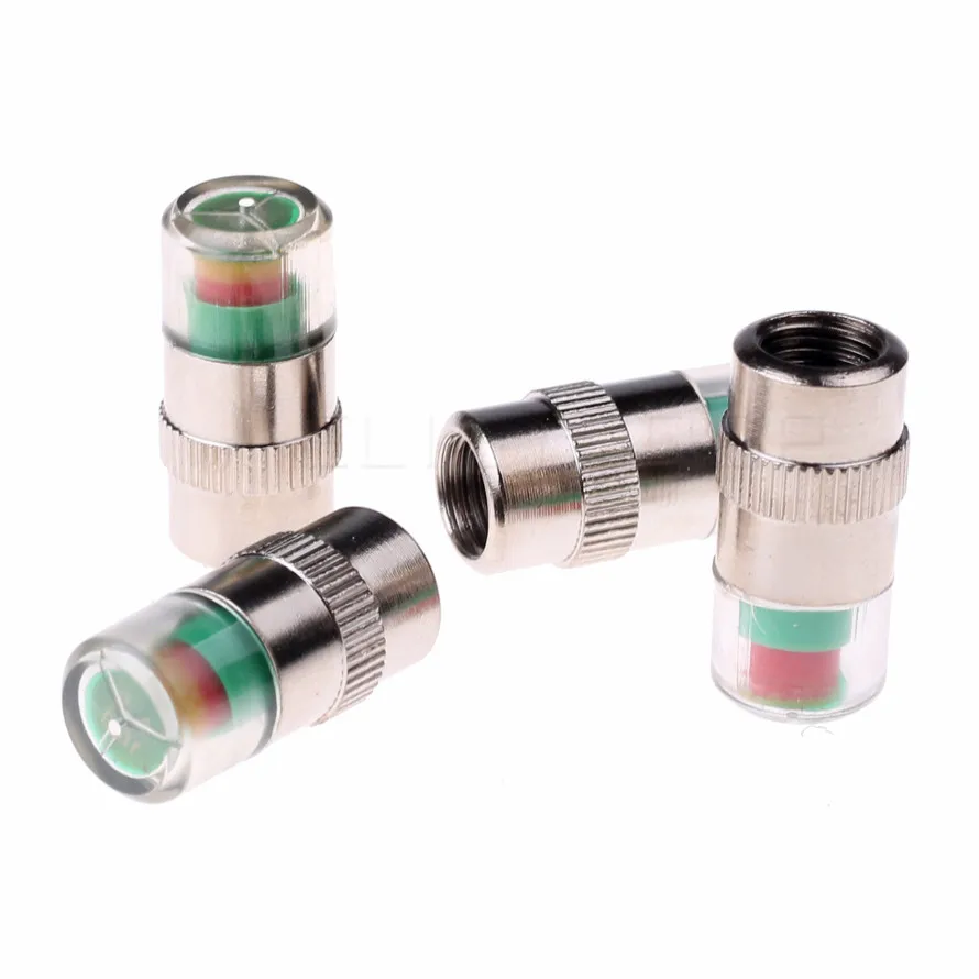 

4PCS 2.0/2.2/2.4 Bar 30/32 PSI Tire Pressure Monitor Pressure Gauge Cap Sensor Indicator Wheel Air Press Alert Monitoring Kit