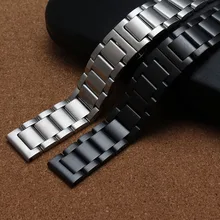 18mm 20mm 22mm 24mm Unisex Watchband straps replace Accessories Black Silver Stainless Steel Solid Links Watch Band Bracelet