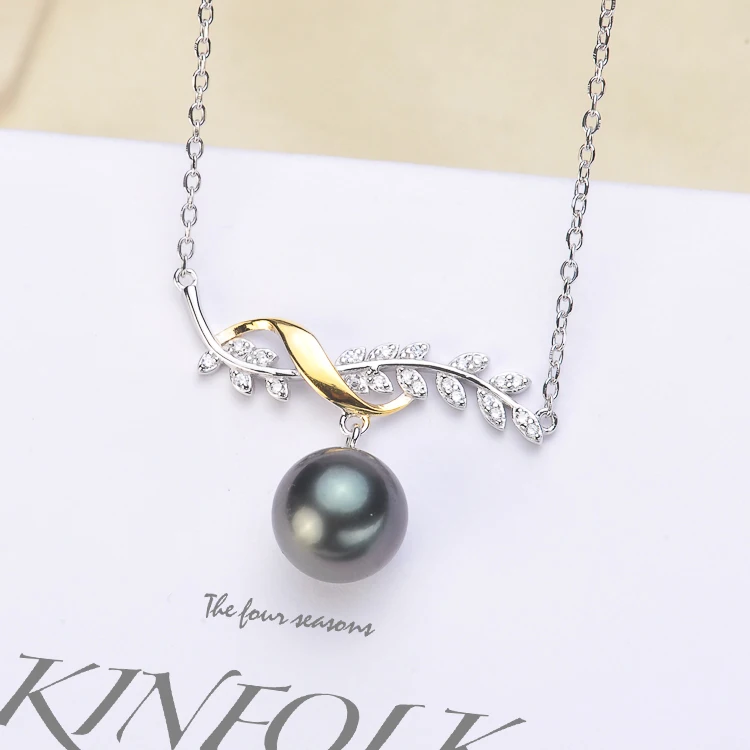 Elegant Leaf Pendant Chain Settings S925 Sterling Silver Necklace Findings Women DIY Pearl Jewelry Acc 3Pieces/Lot | Украшения и