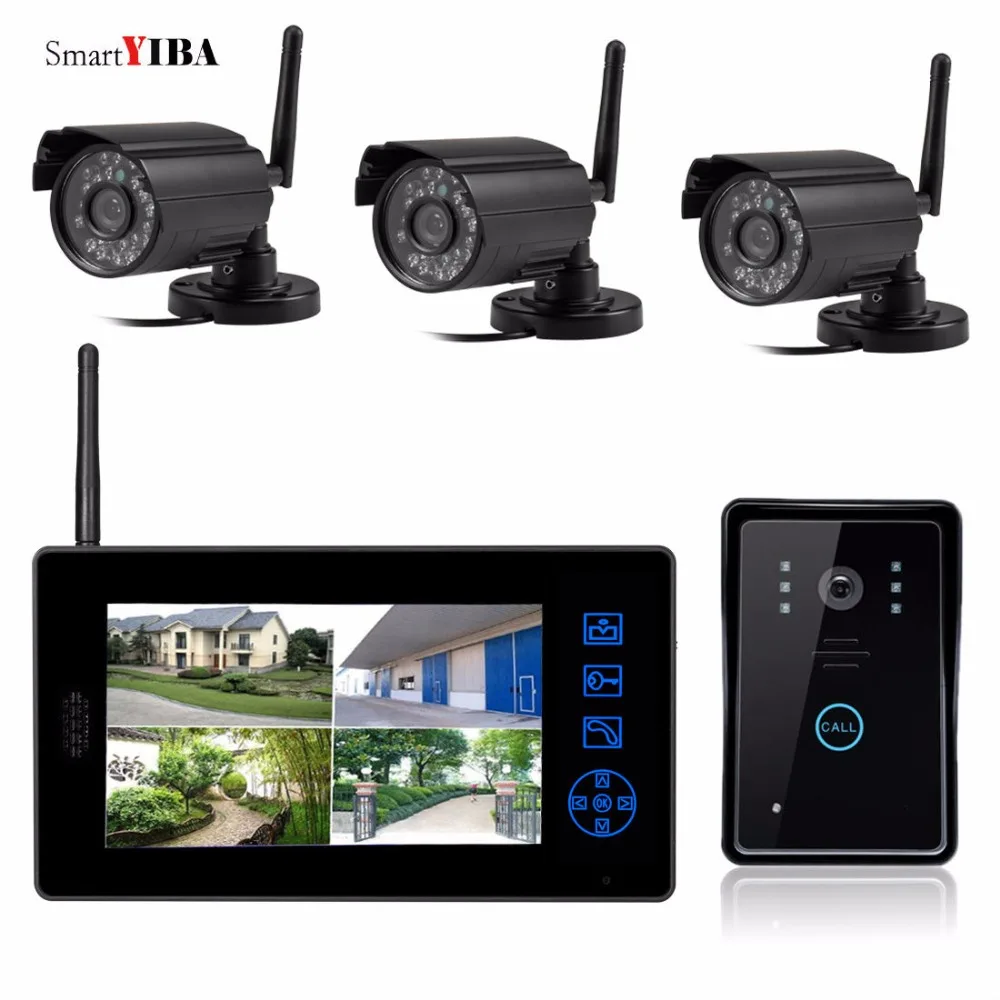 

SmartYIBA 2.4G 7"Real Time CCTV Surveillance System IR Camera DVR Touch Key Unlock Wireless Video Door Phone Intercom Doorbell