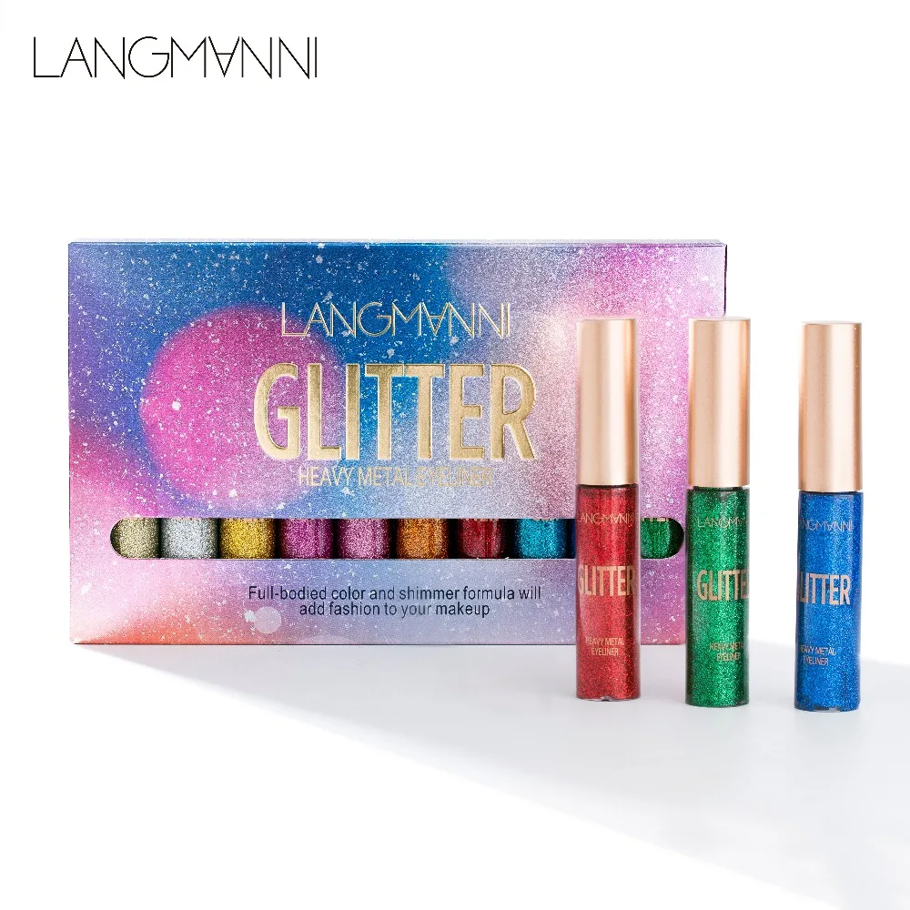 10pcs langmanni brand Heavy metal eyeliner glitter shimmer Liquid