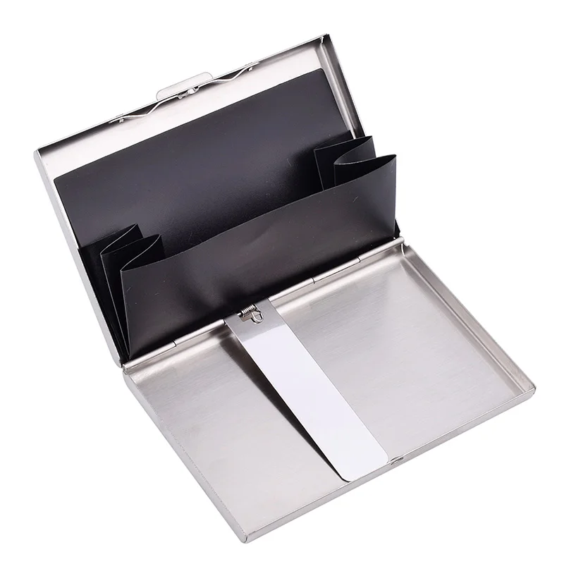 Klsyanyo нержавеющая сталь серебристого металла банк ID Card Case Box для мужчин женщин бизнес кредитной держатель для карт чехол бумажник