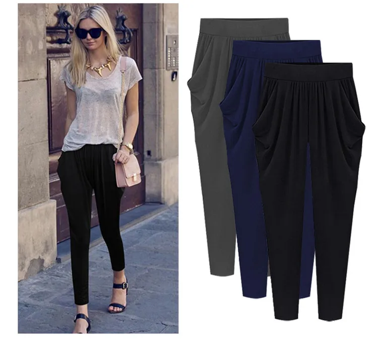 

Palazzo Pants Polyester Cotton Vadim New Time-limited Free Shipping 2019 Summer Large Size Seven Pants Stretch Thin Harem Women