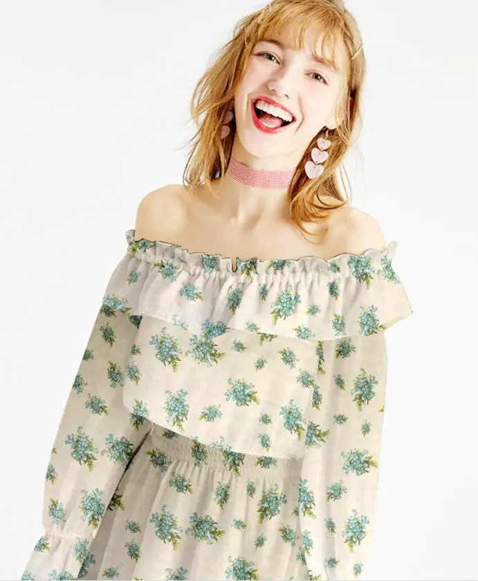 Wholesale green thin Printed silk dresses fabrics Process tweed fabric