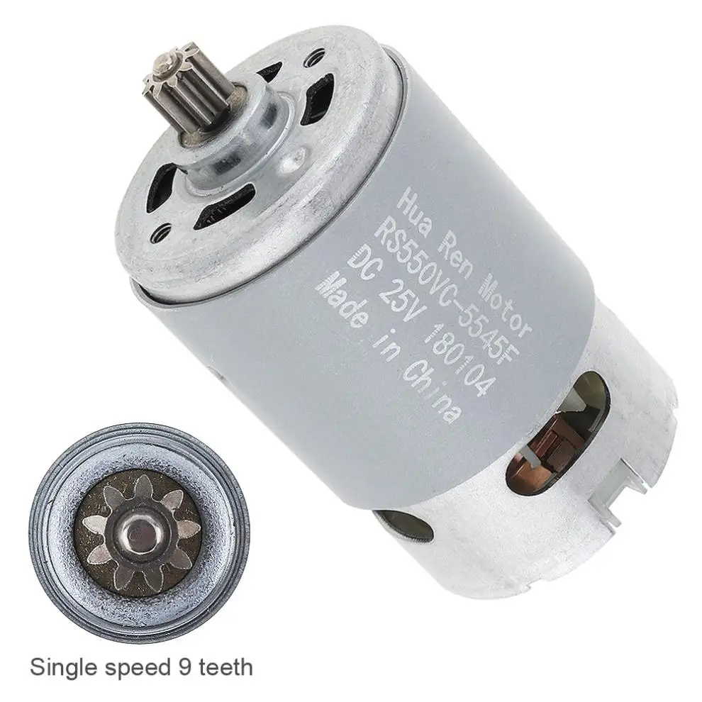 

RS550 25V 19500 RPM Rechargeable DC Motor with Single Speed 9 Teeth and High Torque Gear Box for Electric Drill / Screwdriver