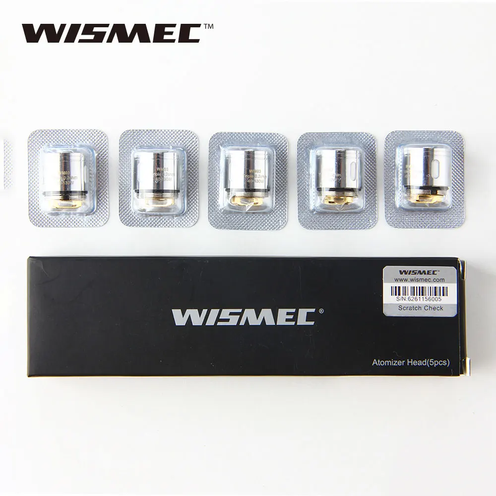 

5pcs Original WISMEC WM Coil Head 0.4ohm WM01/0.15ohm WM02/0.2ohm WM03 for Gnome Atomizer Replacement Core 40W-130W E-cig Coil