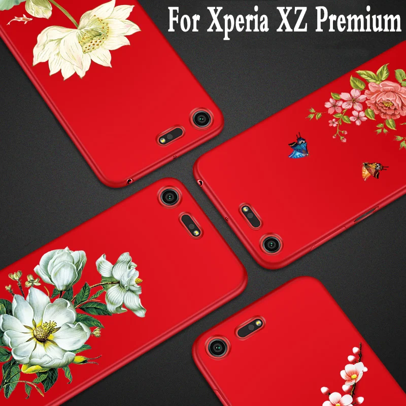 

For sony xperia xz premium case silicone luxury funda tpu phone bag For sony xperia xz premium cover sony xz premium 3D Flowers
