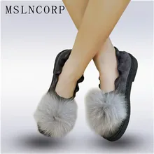 Большие размеры 34-45; повседневная женская обувь; зимние теплые тапочки на плоской платформе с натуральным кроличьим мехом; женская обувь без застежки; zapatos mujer