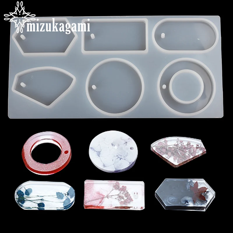 UV Resin Jewelry Liquid Silicone Mold Rectangle White Charms Pendants