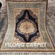 Yilong 4,6 'x6. 7 'Kazak Племенной Восточный ручной Шелковый коврик персидский Тебриз ковер(CQG13A4.6x6.7