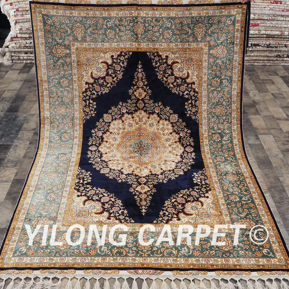 

Yilong 4.6'x6.7' Kazak Tribal Oriental Handmade Silk Area Persian Tabriz Rug (CQG13A4.6x6.7)