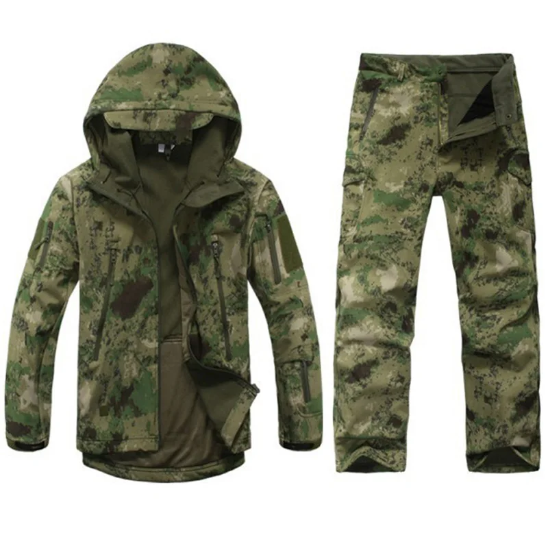 Hot Product Tactical Gear Softshell Camouflage Suit Men Army Waterproof Warm Military Uniform Windbreaker Fleece Coat Military Jacket