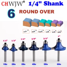 1PC 1/4 Shank high quality Round Over Router Bit Set 1/2,3/8,5/16,1/4,1/8 Radius Tenon Cutter for Woodworking Tools master quality knob cutter bonsai tools concave cutter round edge cutter 210mm 8 1 4 carbon steel from tianbonsai