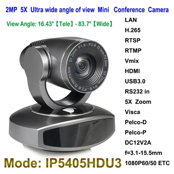 

Mini HD 1080P PTZ USB3.0 IP Video Conference Camera Wide Angle 5X Optical Zoom with HDMI Output