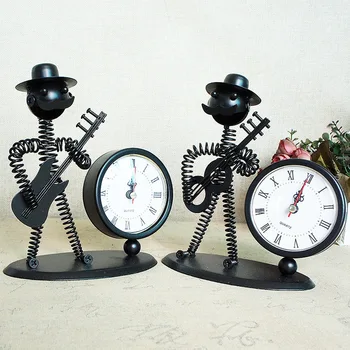 

Creative American Cowboy Musical Instrument Iron Man Tumbler Clock Office Desk Decoration A117 retro clock vintage clocks