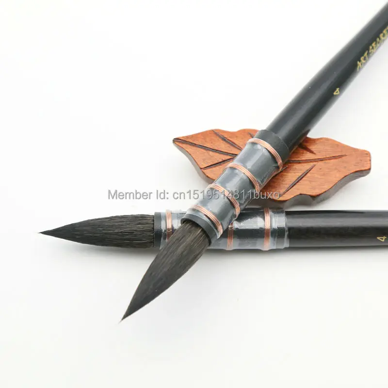 

2 pcs Fine Squirrel Hair Short Wooden Handle High Quality Watercolor Art Paint Brush 22RQ #4