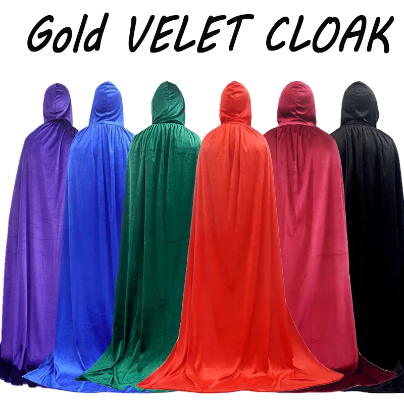 

Gold velvet cloak Halloween Death Cloak Cosplay Wizard Witch Prince Princess Carnival Performance Masquerade Party Christmas