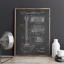 Gibson Les Paul guitarra patente Vintage Poster impresiones decoración del hogar Vintage Blueprint lienzo pintura regalo música decoraciones