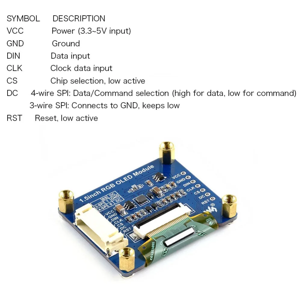 5 шт. 1,5 Дюймовый дисплейный модуль OLED RGB модуль дисплея SSD1351 128X128 IIC цветной ЖК-экран для Arduino Raspberry Pi STM32 3,3 V-5 V 16-bit