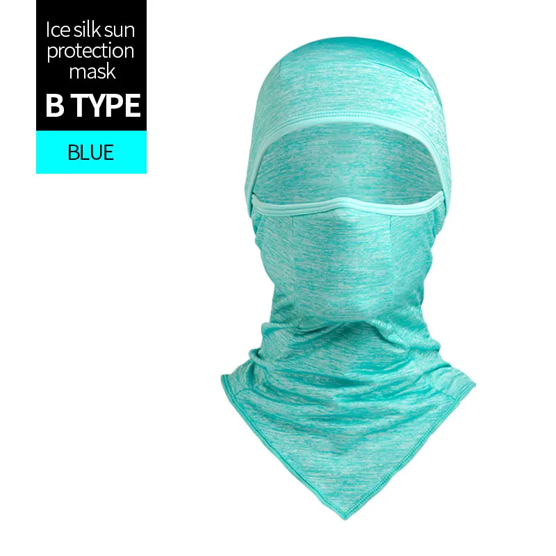 CoolChange велосипедная Кепка из ледяной ткани с защитой от УФ-лучей велосипедная маска для лица головные уборы велосипедная Бандана Маска для лица спортивная шапка для рыбалки шарф - Цвет: B type Blue