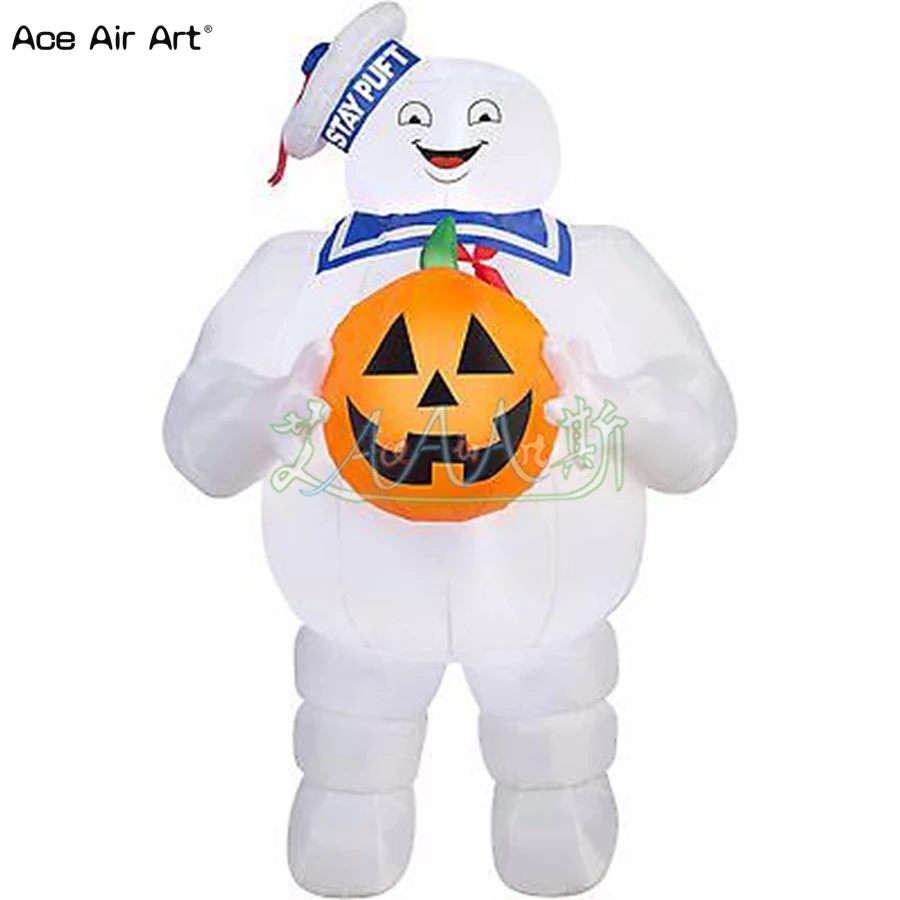 Украшение для сада надувной ghostbuster stay puft, воздушный Зефир человек с тыквой на Хэллоуин в руках для продажи