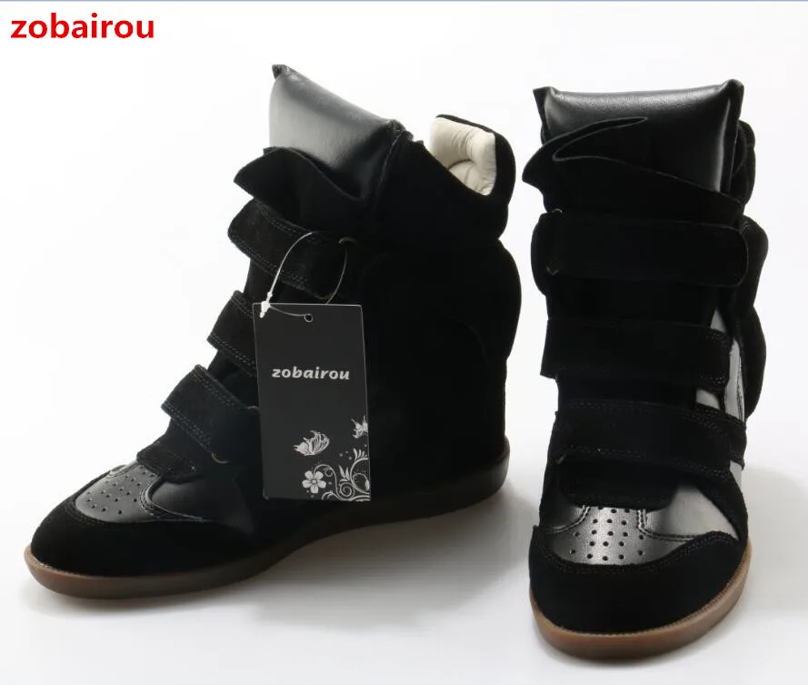 Zobairou Autumn Winter Brand Design Women Ankle Boots Fashion Height Increasing Casual Shoes Leather Women Motorcycle Boots 2017