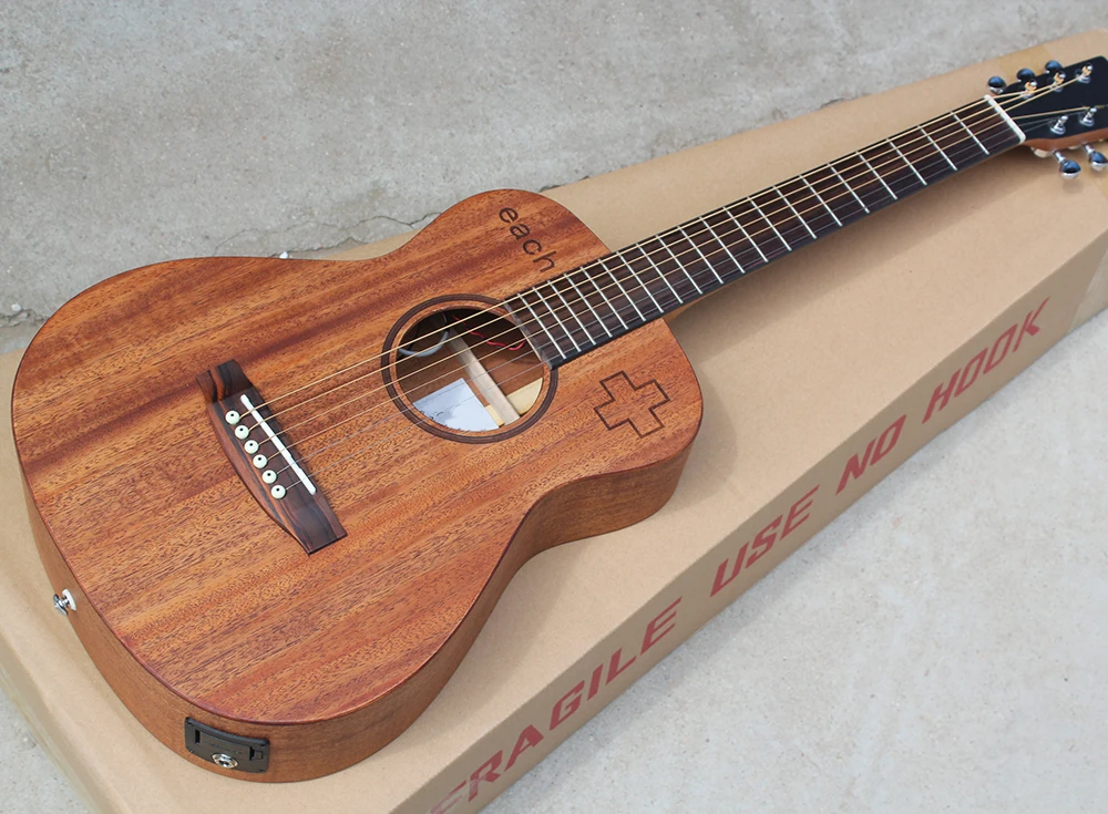 

Factory custom 34" top solid mahogany acoustic guitar with fishman pickups,Rosewood fingerboard without inlay