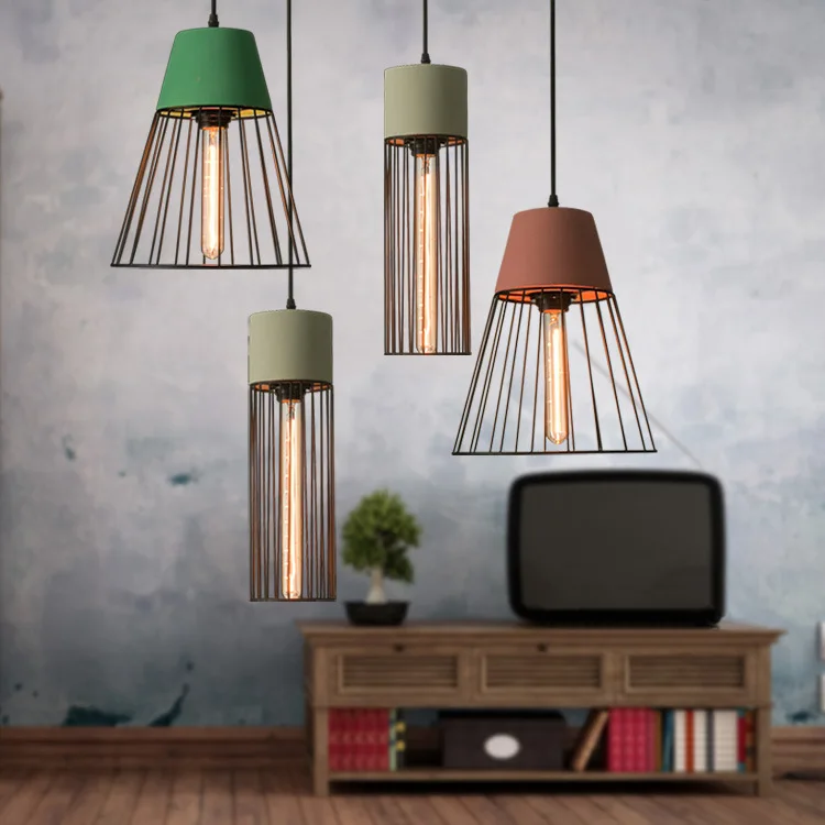 

Loft Industry Cement Metal Pendant Light Grey/Red/Green Restaurant Cafe Bar Hanging Lamp E27 without Light Bulb WPL056