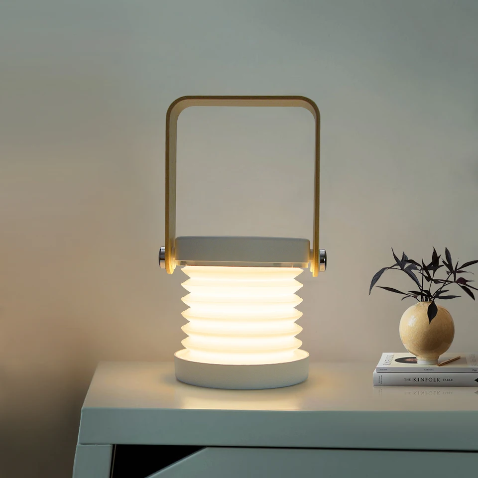 retractable lantern table lamp light decorative bedside folding wireless design
