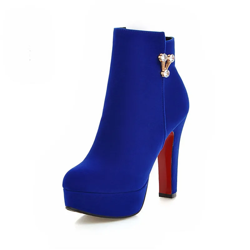 Del Tobillo Invierno Black Para rojo Smeeroon light Las Zapatos Botas Blue Plataforma Zip Otoño Dedo Tacones Popular Redonda Super Mujeres Pie 07SqSUw5
