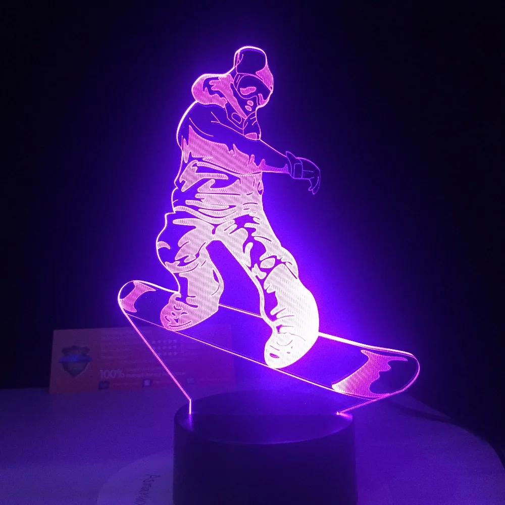 Сноубординг светодиодный светильник 7 меняющихся цветов 3D иллюзия ночник акриловая USB настольная лампа лучшие подарки для спорта дропшиппинг