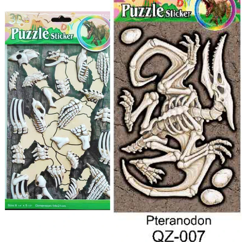3D раскопки паззл с динозаврами 8 видов на выбор Стикеры, наклейки тиранты Дракон головоломка - Цвет: 1pcs