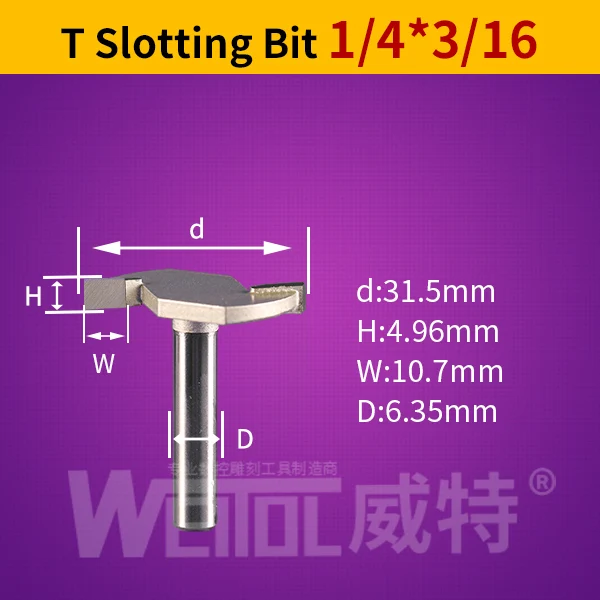 Weitol 1 шт. 1/2 дюймов деревообрабатывающий фреза Т-типа долбежный резак инструмент для резьбы по дереву Два флейты фрезы - Длина режущей кромки: 14316