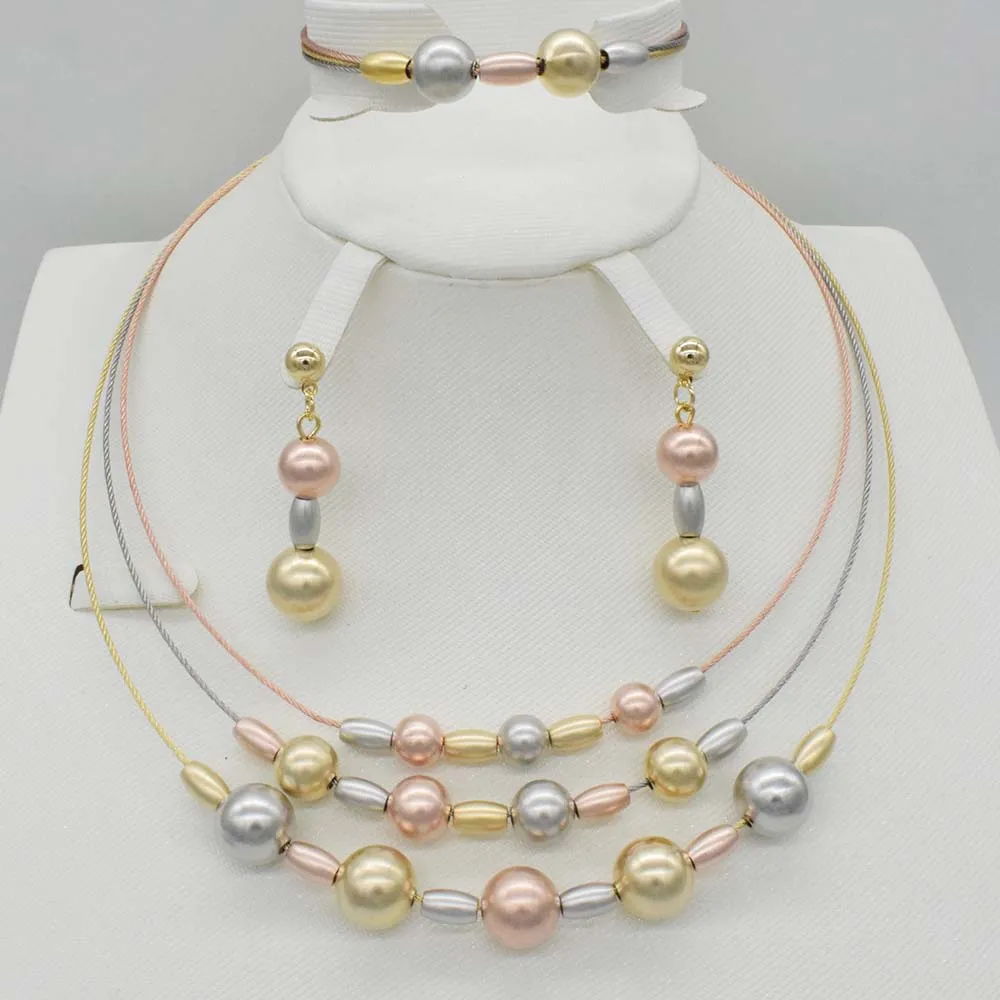 

New High Quality Dubai Jewelry ball Set Gold color Nigerian Wedding African Jewelry Sets Parure Bijoux Femme