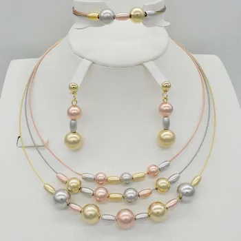 

New High Quality Dubai Jewelry ball Set Gold color Nigerian Wedding African Jewelry Sets Parure Bijoux Femme