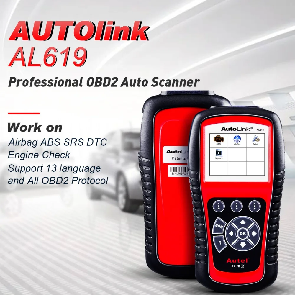 Autel AL619 ABS/SRS OBD2 сканер автомобильный диагностический инструмент один клик OBDII