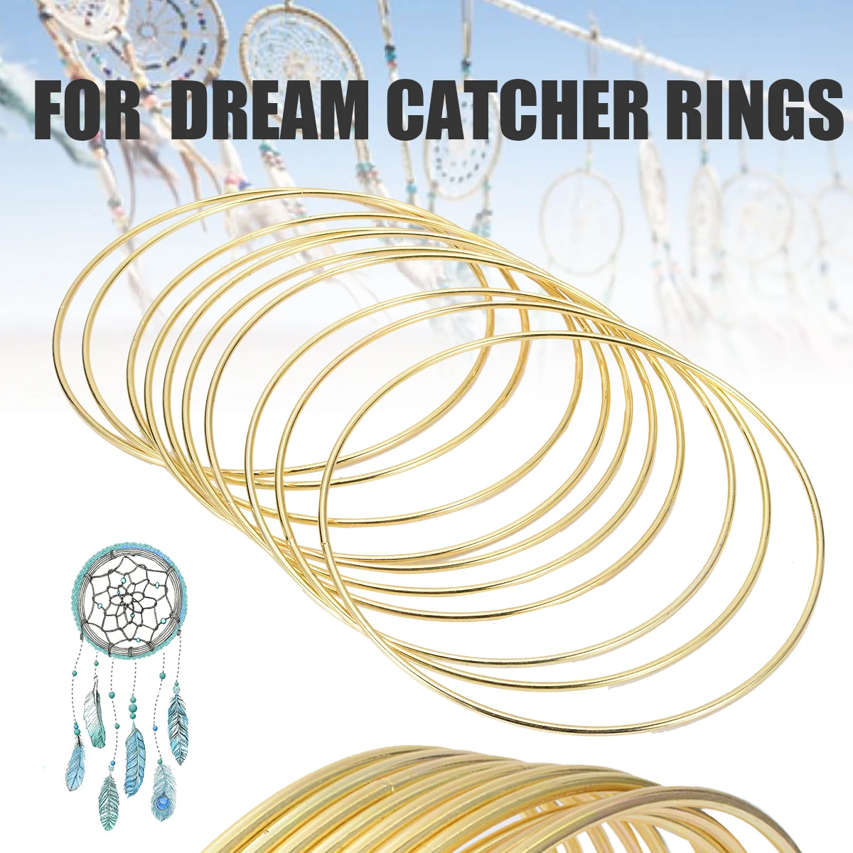 10PCS 2.8*150mm Gold Dream Catcher Dreamcatcher Material Metal Rings Hoops For DIY Handmade Wicker Crafts Tool Accessories