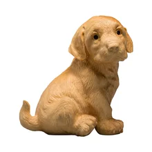 Handmade Carved Poplar Wood Dog Decorative Arts Toy Birthday Gift Dog