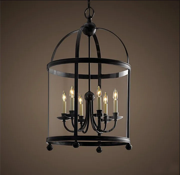 Nordic America IKEA simple modern creative style vintage rural iron black bird cage pendant lamp with Edison candle bulbs | Лампы и