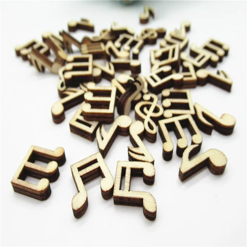 50/100pcs 15mm Natural Mixed engraved notes pattern pattern wood Scrapbooking Handmade Carft for Home decoration diy Q31