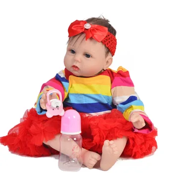 

55cm Soft Silicone Doll Reborn Baby lifelike white skin Newborn Baby Birthday Xmas vinyl menina dolls Xmas presents doll toys