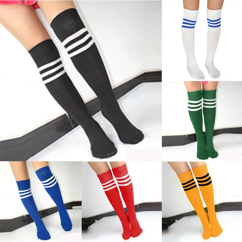 

2019 Newest Knee High Socks For women Girls Football Stripes Cotton Sports Old School White Socks Skate girls Long Tube Leg Warm