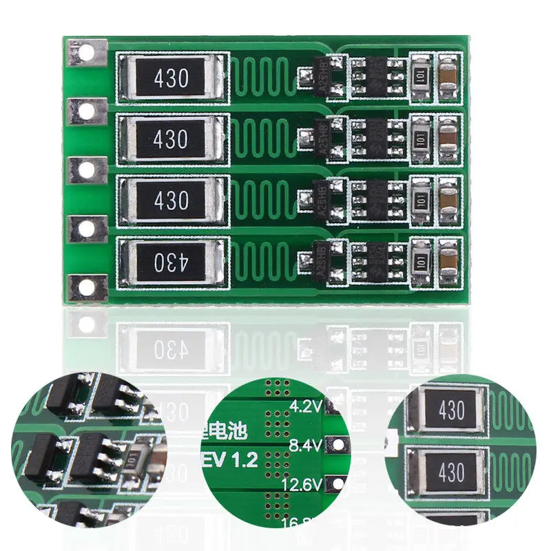 Литий ионный аккумулятор BMS 4S 16 8 в 18650 мА с функцией балансировки 1 шт.|Комплекты