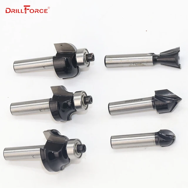 Drillforce 8mm Router Bits Tungsten Carbide Roman Ogee Dovetail Corner Round Cove Box V Grooving Router Bit Mill Cutter For Wood