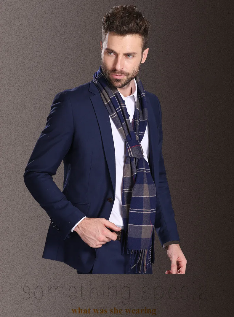 2021 New Europe Fashion Shawl Scarves Men Winter Warm Tartan Designer Scarf Business Sjaal Plaid Cotton Wraps Bufanda Foulard